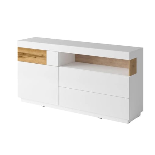 Komoda SILKE 1D3S 169cm biały połysk/dąb wotan