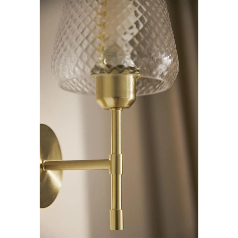 Kinkiet złoty ze szklanym kloszem Yulen