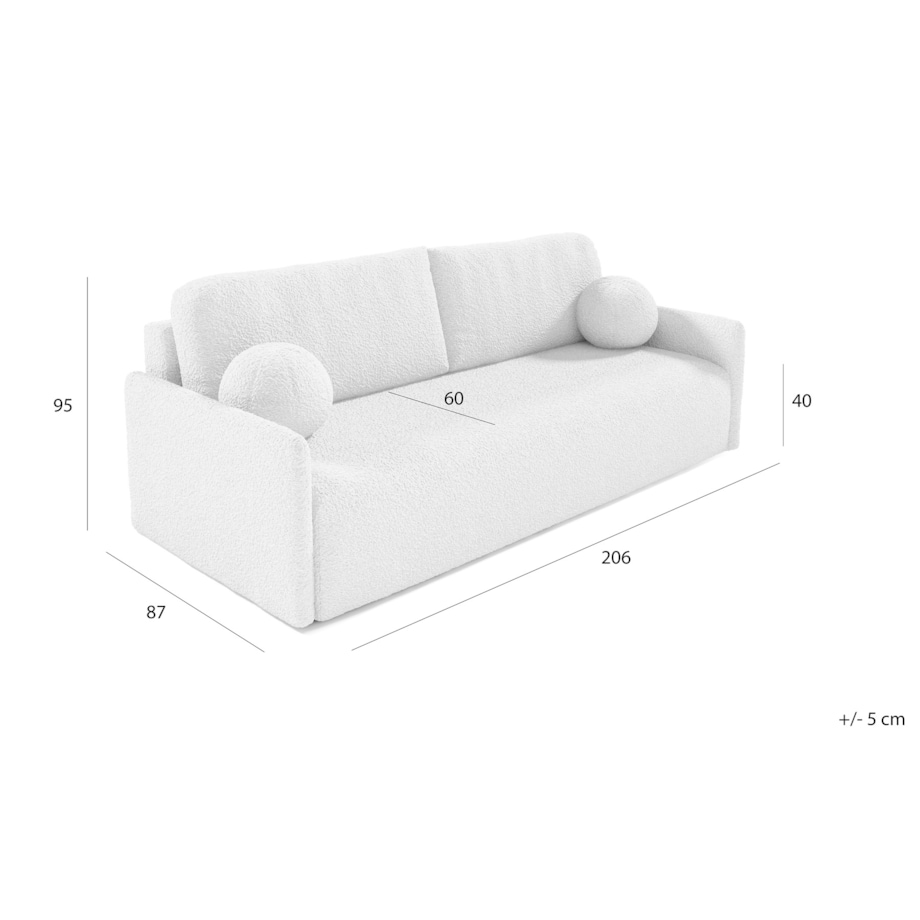 Kanapa trzyosobowa GLOV w tkaninie boucle - grafitowa