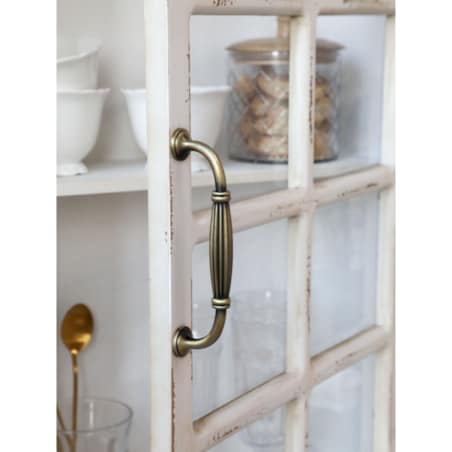 Szafka witryna wisząca drewniana postarzana Chic z dekorem