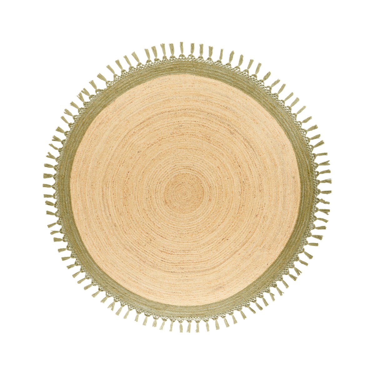 Dywan okrągły z juty 200 cm beżowy z zielonym MARTS
