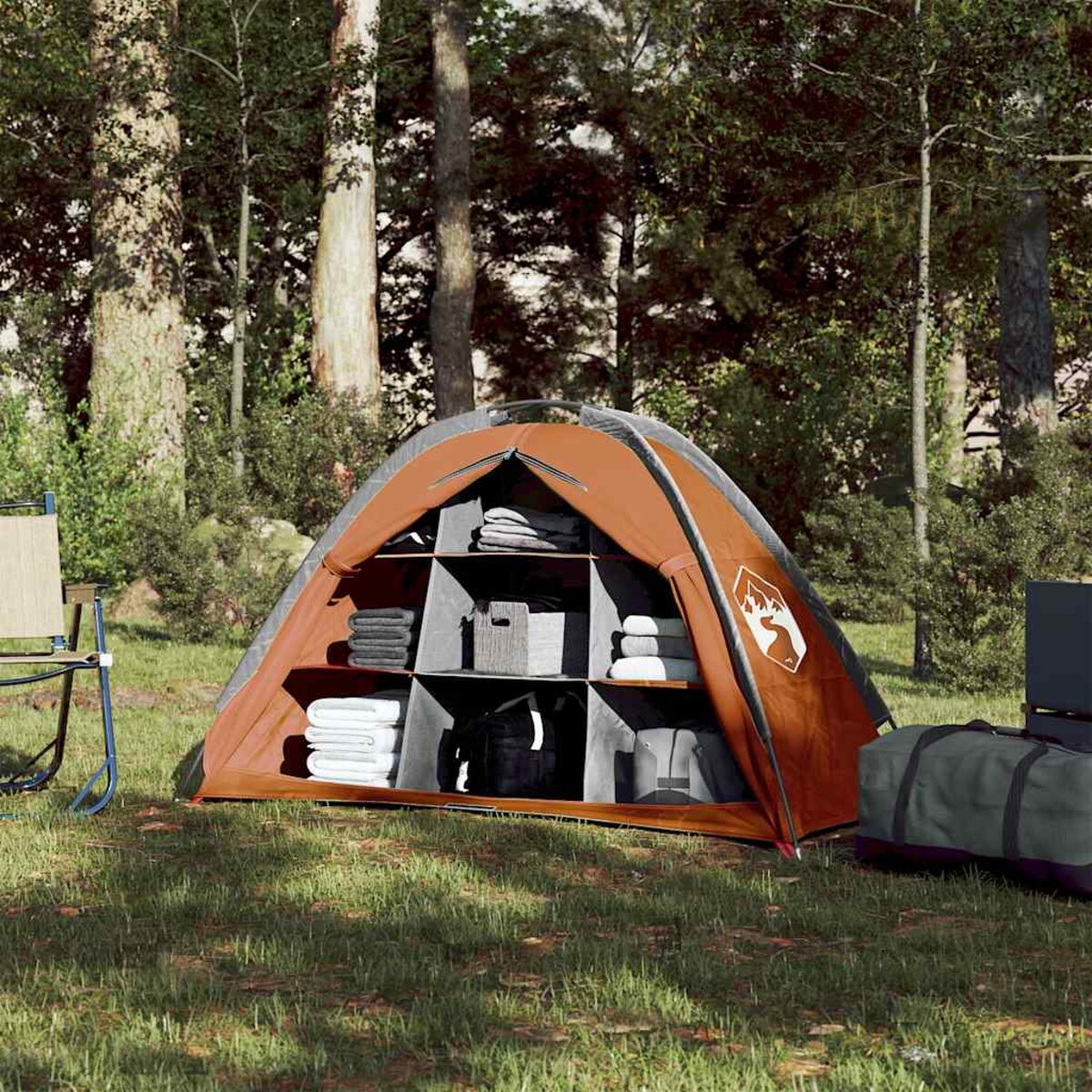 vidaXL Namiot magazynowy, 9 przegród, szaro-pomarańczowy, wodoszczelny