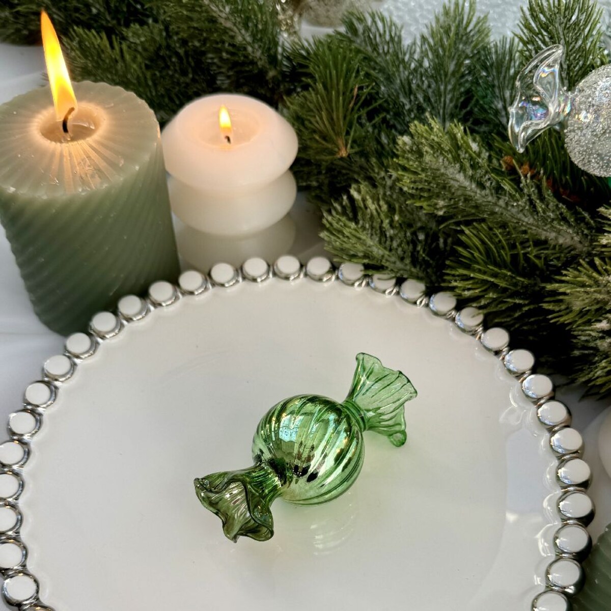 VILLA ITALIA Bombka szklana CUKIEREK green 8 cm