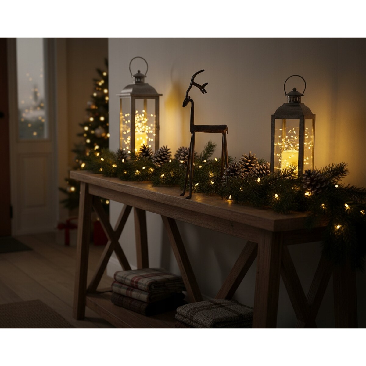 FIGURKA RENIFER JELEŃ 42cm ŚWIĄTECZNA LOFT NA ŚWIĘTA CZARNA METALOWA