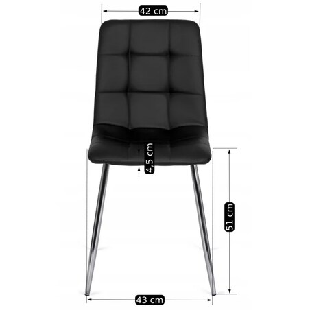 Krzesło Tapicerowane do Jadalni ENZO Czarne Ekoskóra Nowoczesne Loft