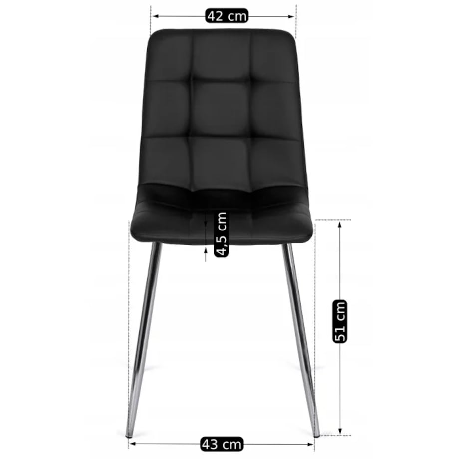 Krzesło Tapicerowane do Jadalni ENZO Czarne Ekoskóra Nowoczesne Loft