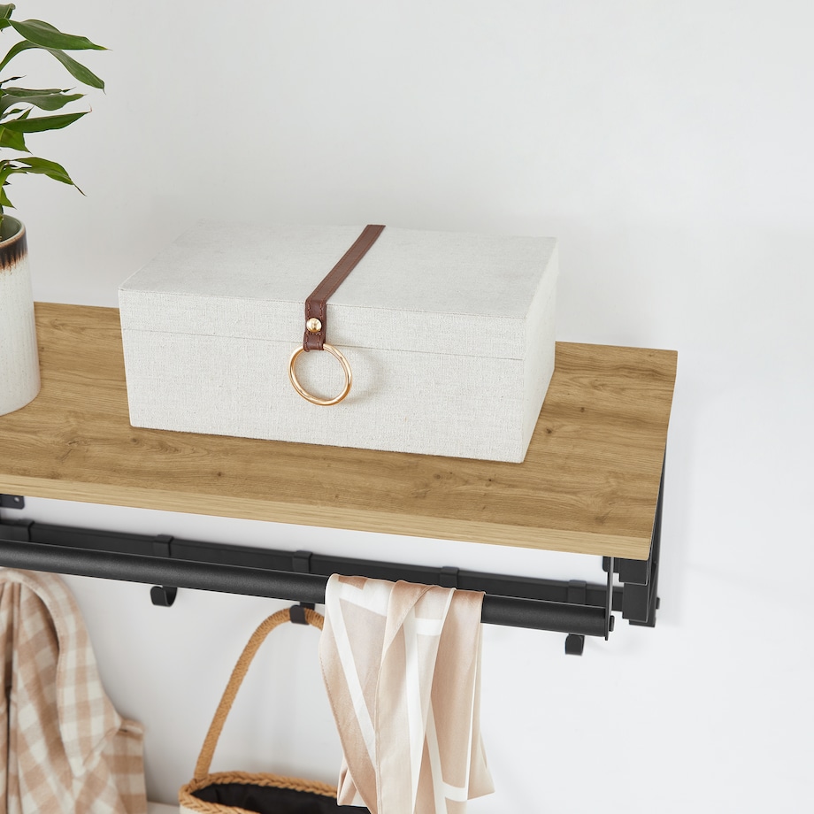 Półka Z Wieszakami w nowoczesnym stylu dąb artisan, czarny