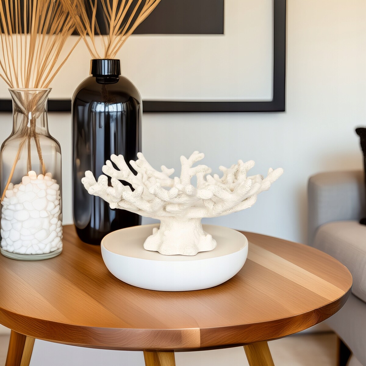 PATERA NA NÓŻCE OWOCE BIAŁA RAFA KORALOWA marynistyka do salonu domu duża