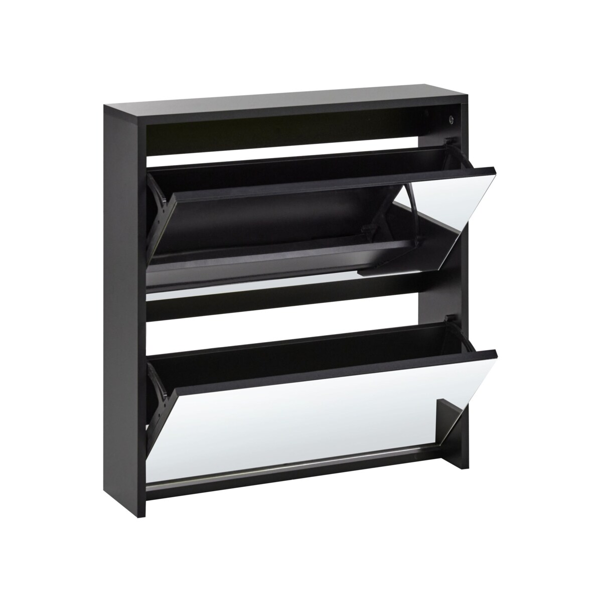 Szafka na buty 2 przegrody lustrzane fronty czarna MIDFIELD