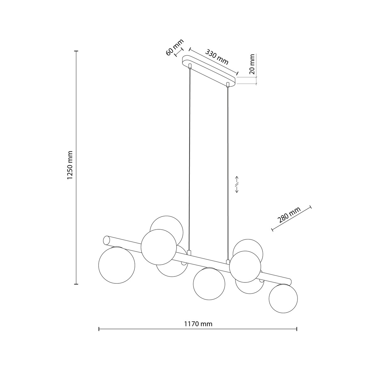 Lampa wisząca ESTERA WOOD 5906 TK Lighting 9xG9 biała drewno 117 cm regulowana do jadalni i kuchni
