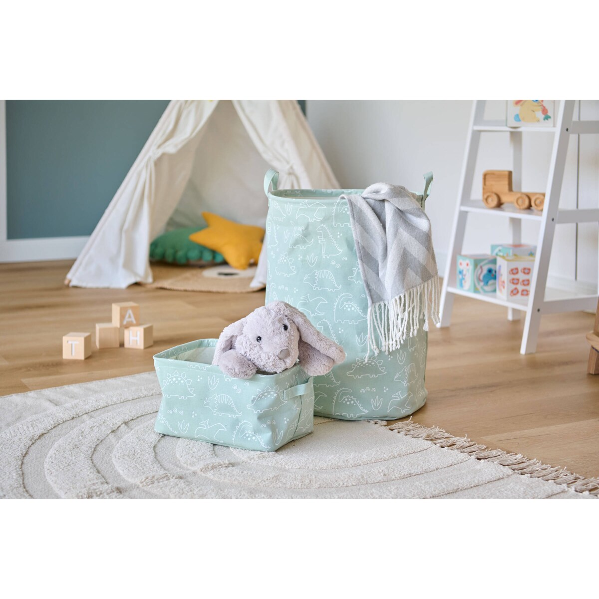 Płócienny koszyk DINO, 28 x 21 x 16 cm