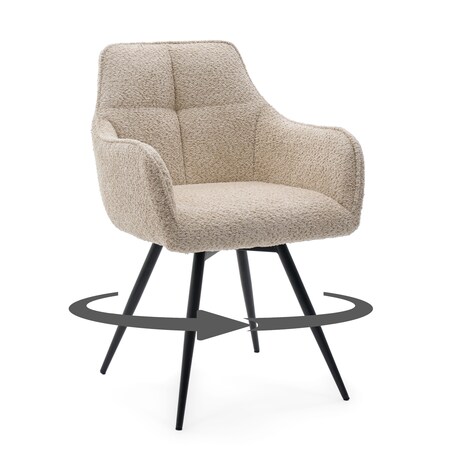 Krzesło tapicerowane obrotowe boucle do salonu QUATTRO jasnobeżowe