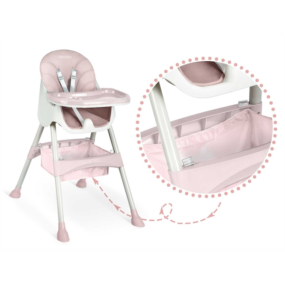 Krzesełko do karmienia dla dzieci Ricokids Milo składane jasnoróżowe 700002