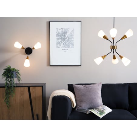 Lampa wisząca 6-punktowa szklana biało-złota AROYO VI