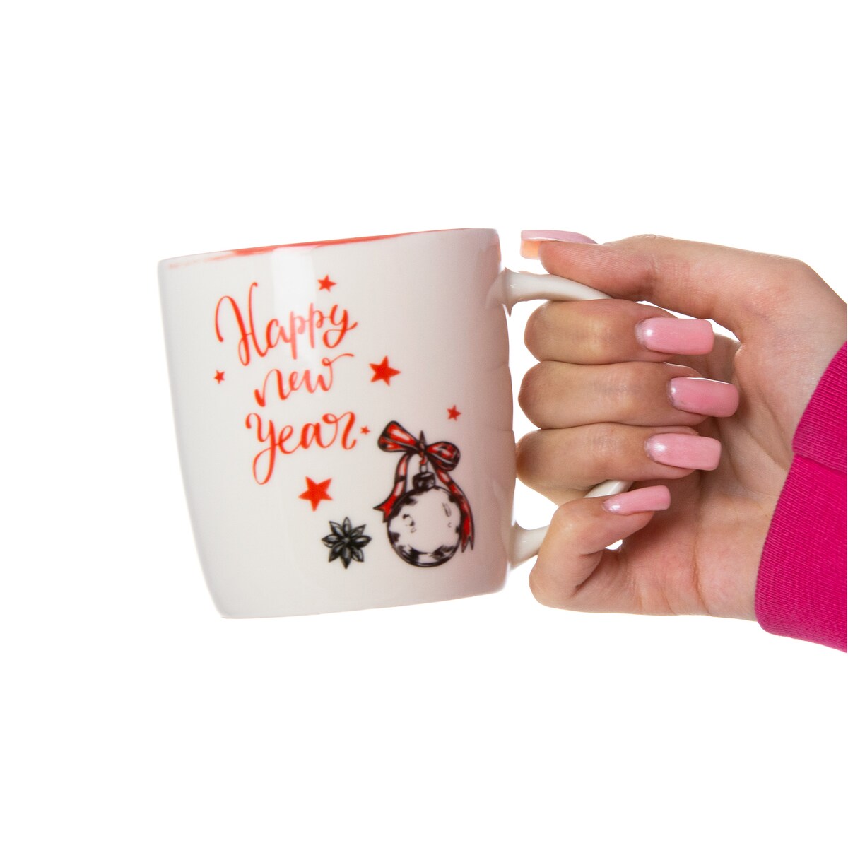 Kubek Świąteczny Na Prezent Ceramiczny Boże Narodzenie 370 Ml Biały Ceramiczny Bombka