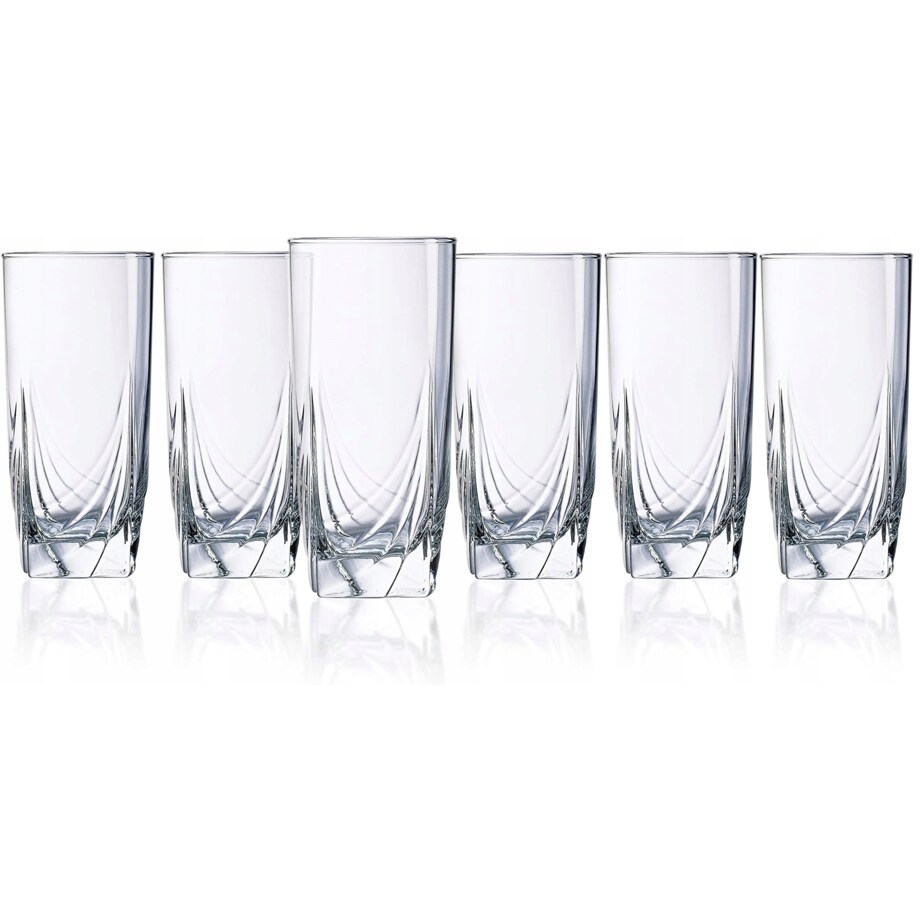 SZKLANKI NA NAPOJE DRINKI 6 x 330 ml LUMINARC wysokie zdobione długie