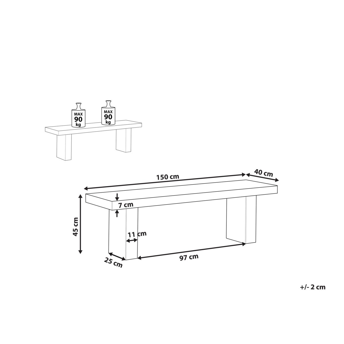 Ławka ogrodowa TARANTO Beton Szary
