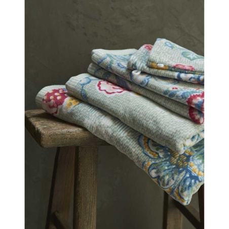 Duży ręcznik kąpielowy do ciała we florystyczne wzory, chłonny ręcznik łazienkowy, 100% welur bawełniany, PiP Studio