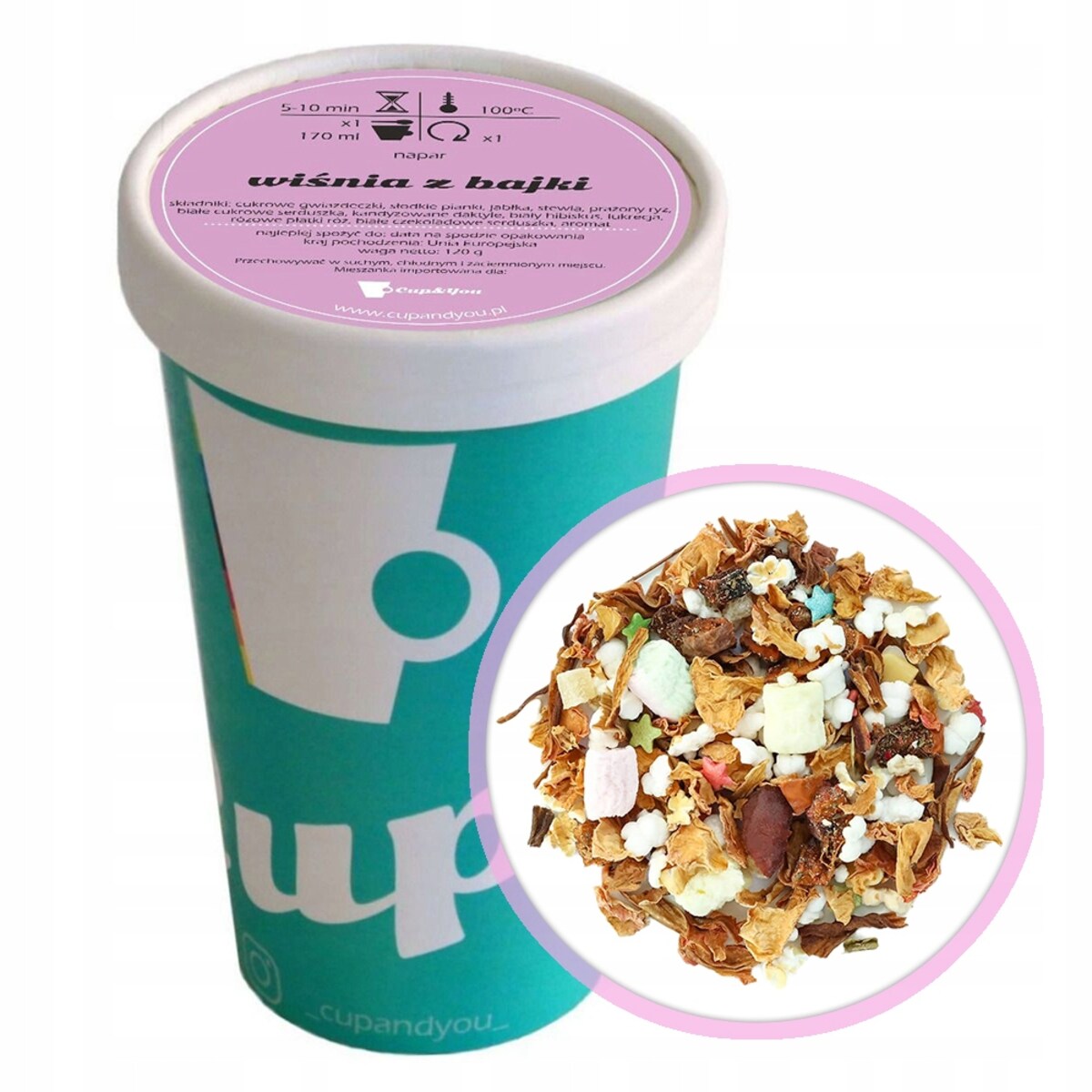 Liściasta sypana herbata owocowa WIŚNIA Z BAJKI 120g jabłka płatki róż