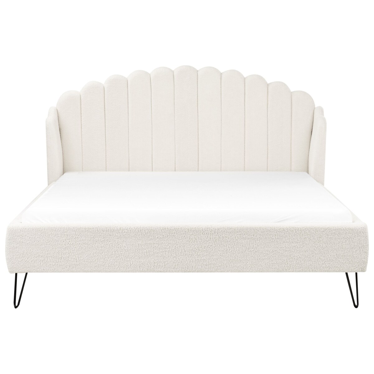 Łóżko Boucle AMBILLOU 180 x 200 cm Złamana biel