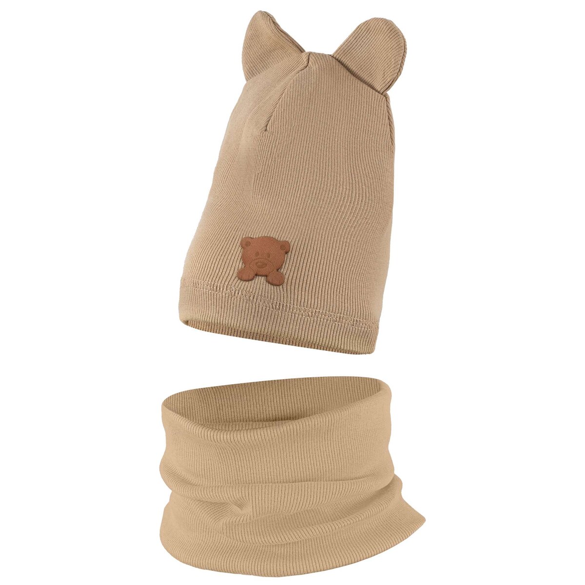 Czapeczka Jesienna Wiosenna Czapka + Komin Komplet Dla Dzieci 44-46 Beżowa