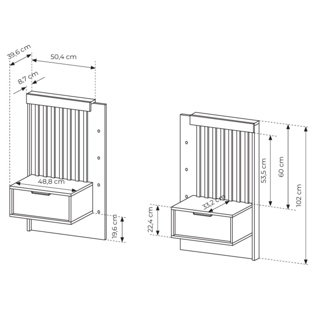 Stoliki nocne ALLI z zabudową z lamelami, Dąb Artisan + Antracyt