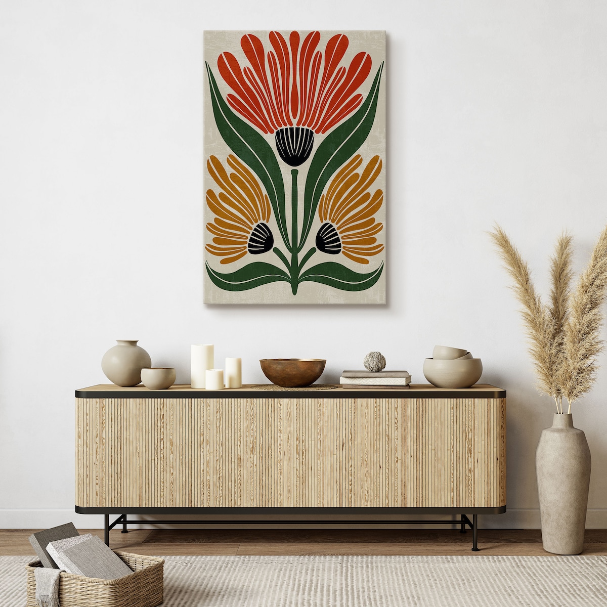 Obraz Abstrakcyjny Bukiet Czerwono-Pomarańczowy 80x120cm