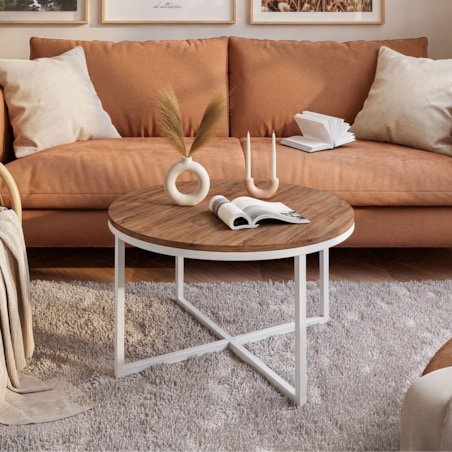 Okrągły stolik kawowy CIRI-X biały dąb stirling