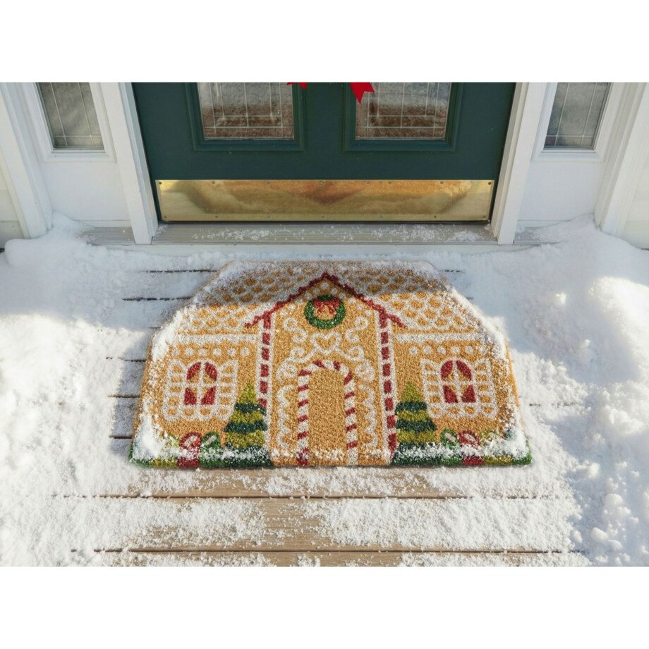 Wycieraczka SELATNA Naturalny 50 x 80 cm Wzór świąteczny Włókno kokosowe