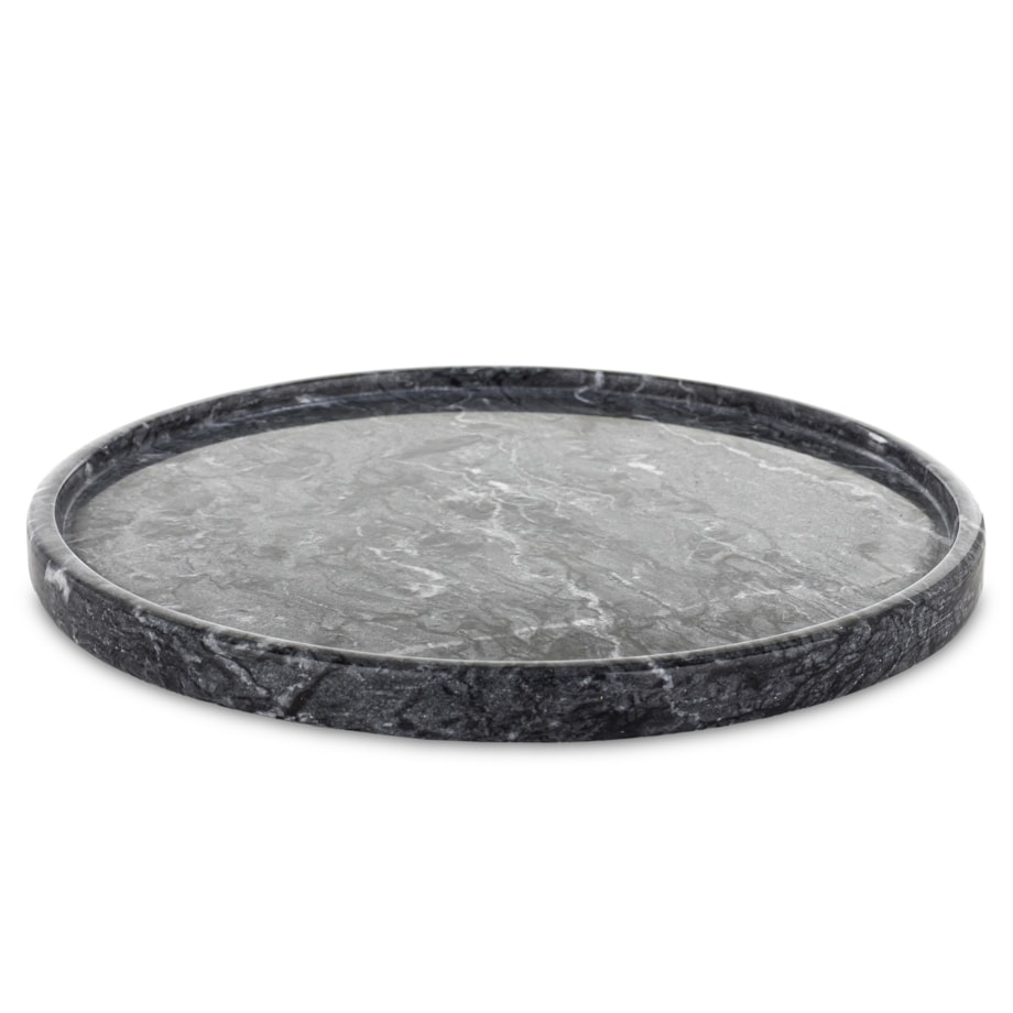Taca dekoracyjna okrągła marmurowa 25x25 cm TREI ciemnoszara