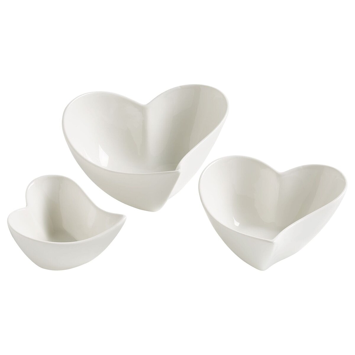 Zestaw 3 misek Round Heart, biały, 50 ml, 110 ml, 170 ml