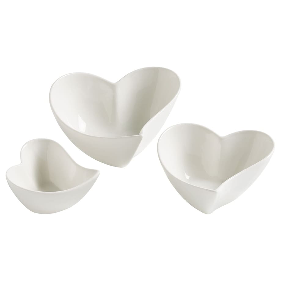 Zestaw 3 misek Round Heart, biały, 50 ml, 110 ml, 170 ml