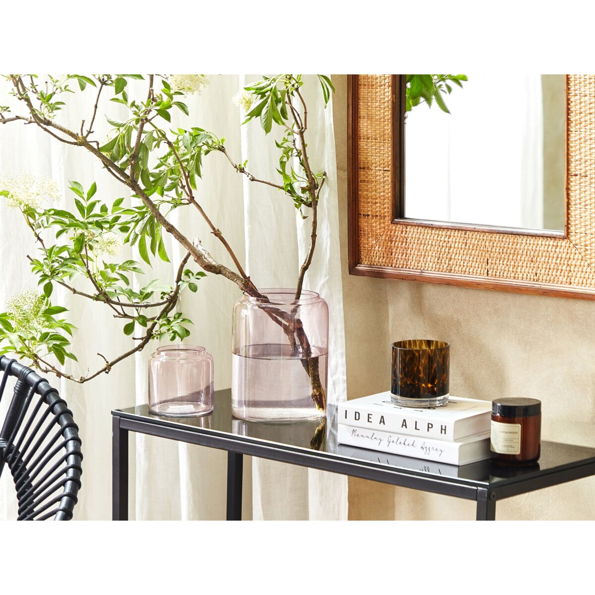 Komplet 2 wazonów na kwiaty szklany różowy RASAM