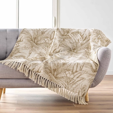 Narzuta z motywem liści 125 x 150 cm
