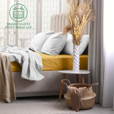 Prześcieradło frotte z gumką 90x200 kolor musztardowy