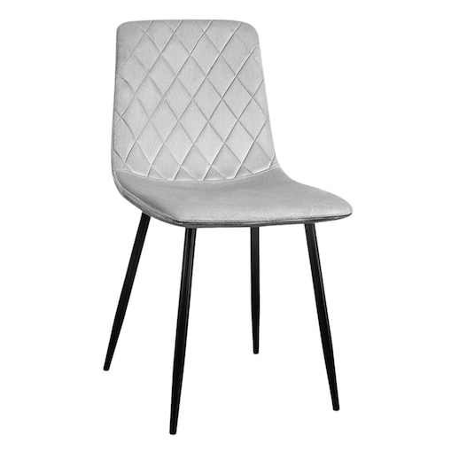 Krzesło szare tapicerowane pikowane welurowe nowoczesne wygodne velvet