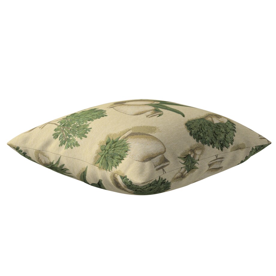 Poszewka Kinga na poduszkę 43x43 beżowo-zielony motyw roślinny