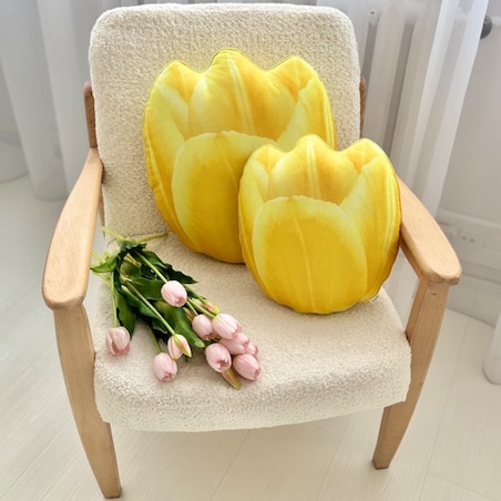 Poduszka kwiat duży żółty Tulipan