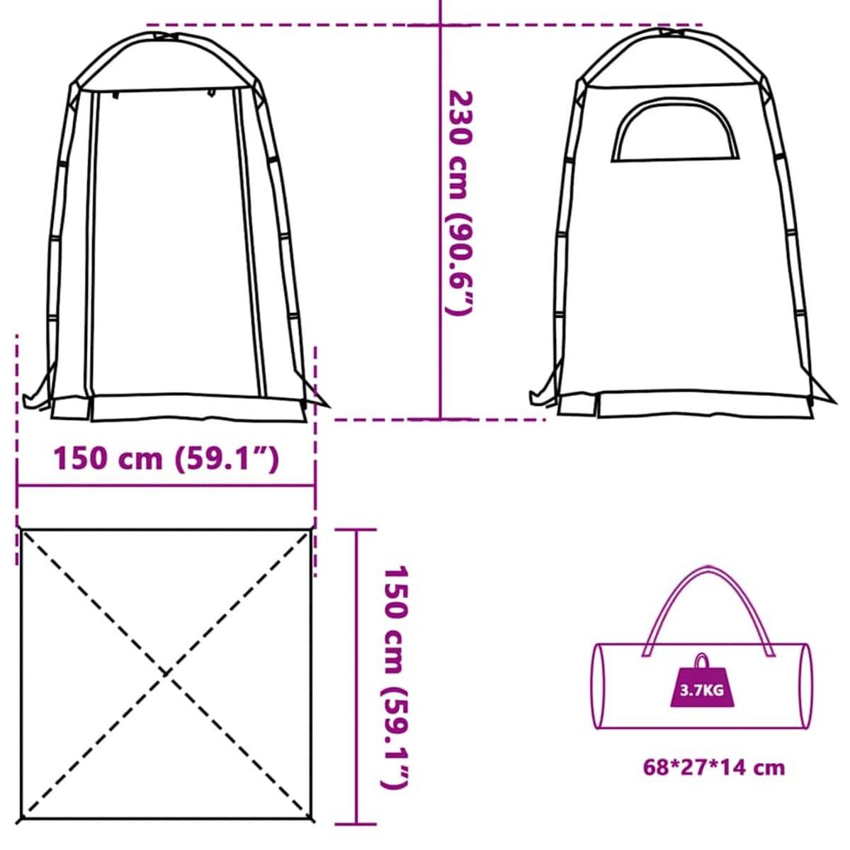 vidaXL Namiot prysznicowy, moro, wodoodporny