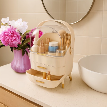 Organizer na kosmetyki XL kosmetyczka beżowa