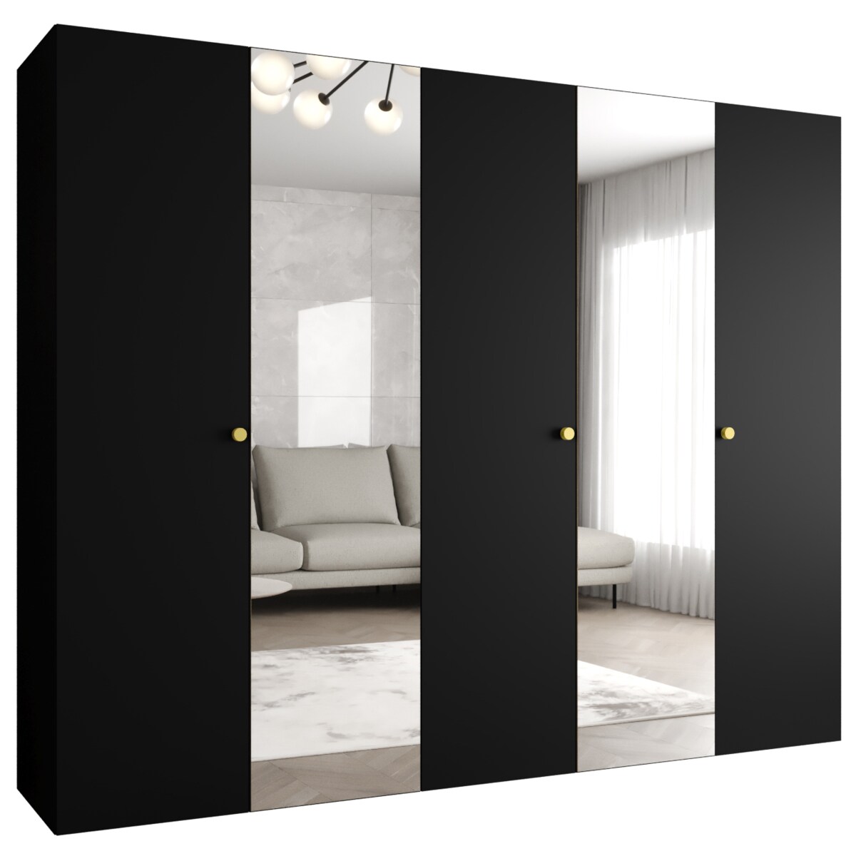 Szafa uchylna otwierana PARMA 2 250 wys. 202 cm Czarny + u. Złoty