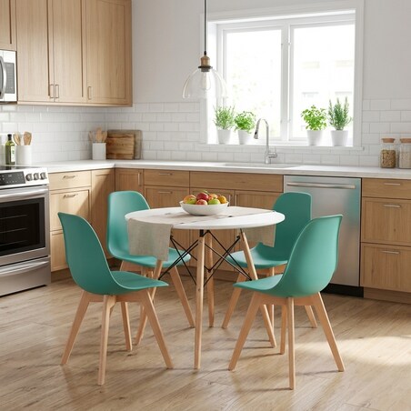 Krzesło do jadalni Kito Zielone, Nogi Naturalne 3 szt.