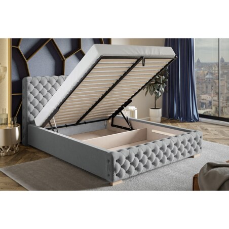 Łóżko sypialniane 200x200 BEN 12- beżowe - stelaż metalowy