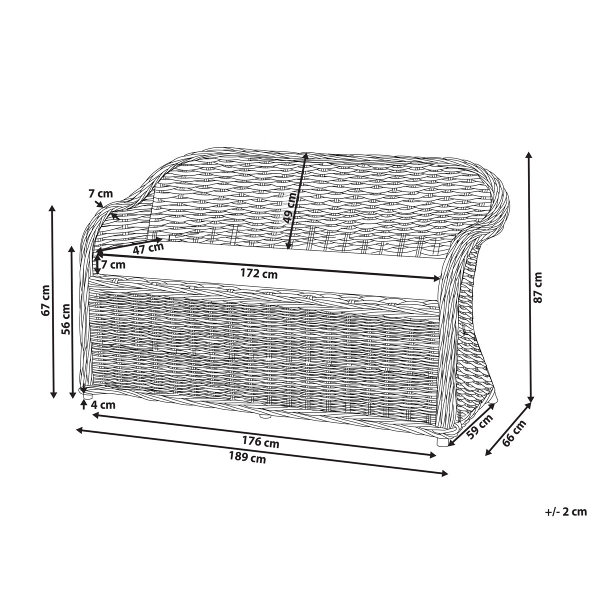 Sofa trzyosobowa SUSUA Rattan Naturalny