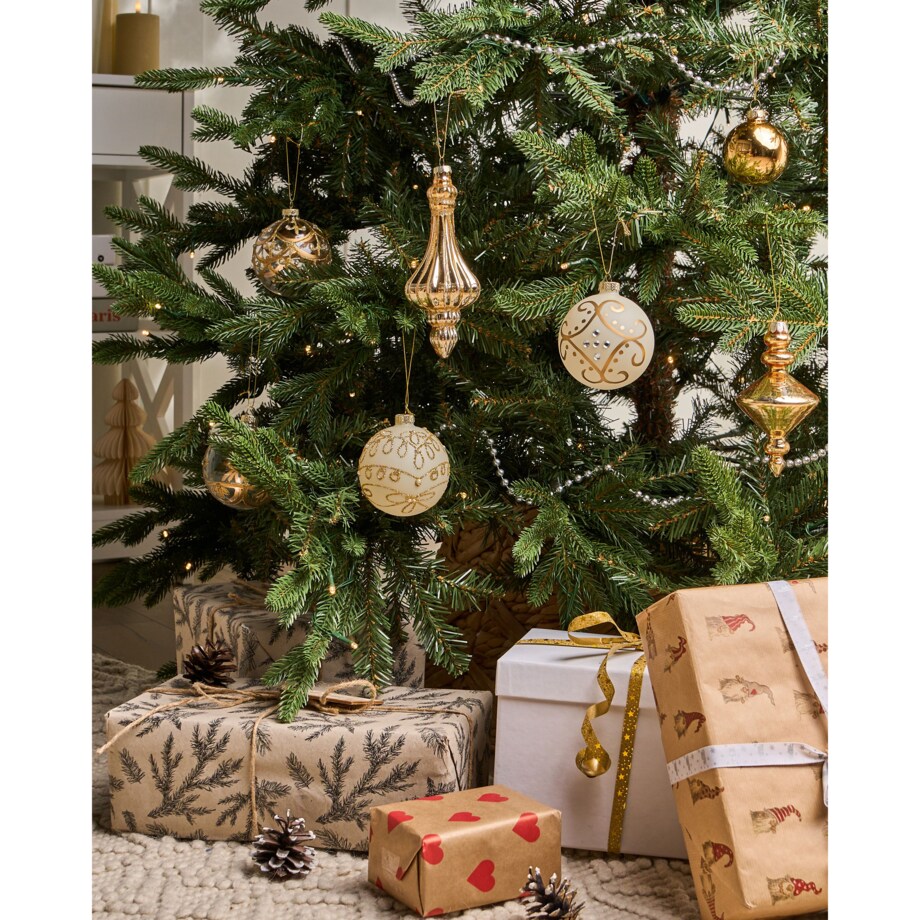 Zestaw 70 bombek FLICKER Szkło Złoty