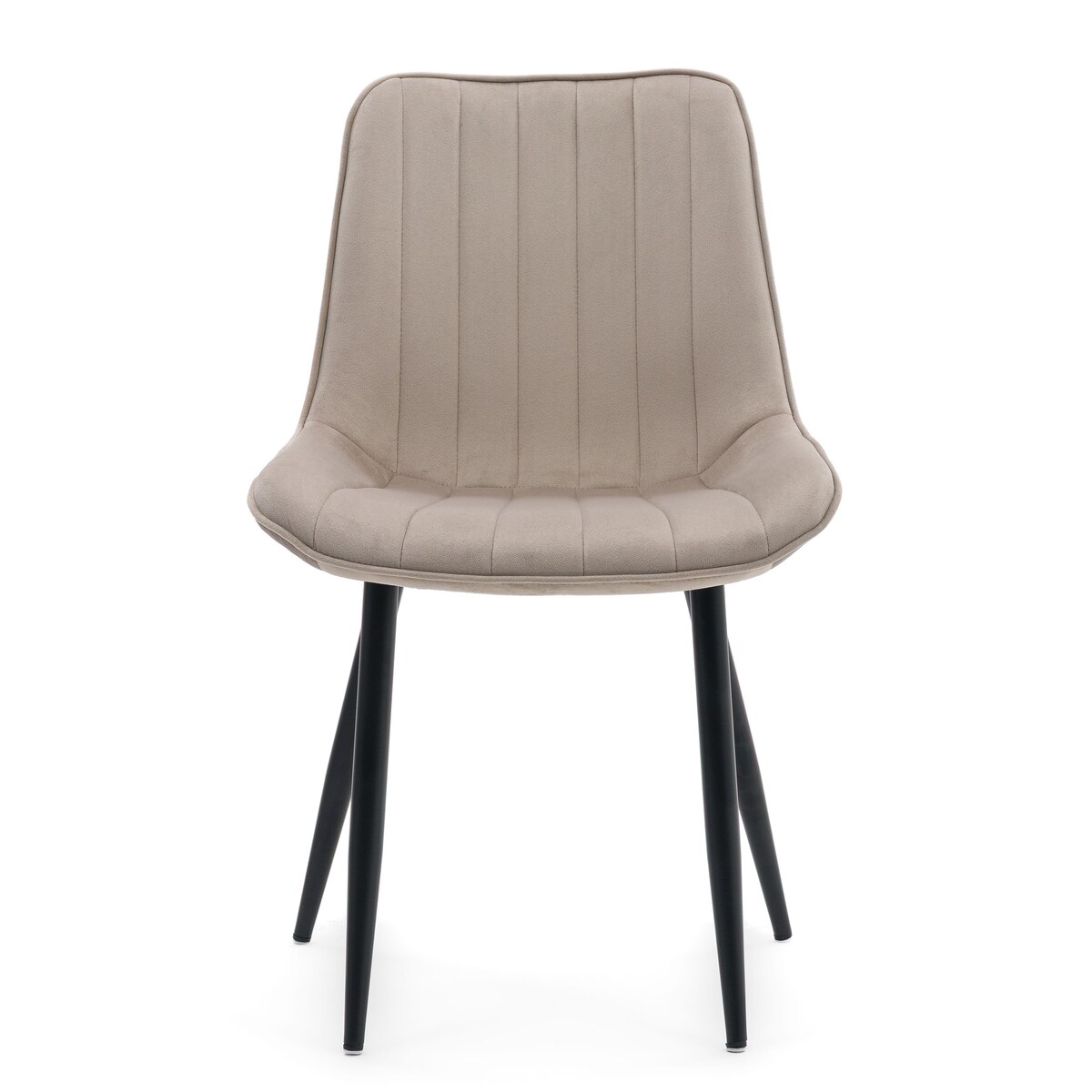 Krzesło beżowe welurowe ELVA na czarnych nogach do salonu jadalni