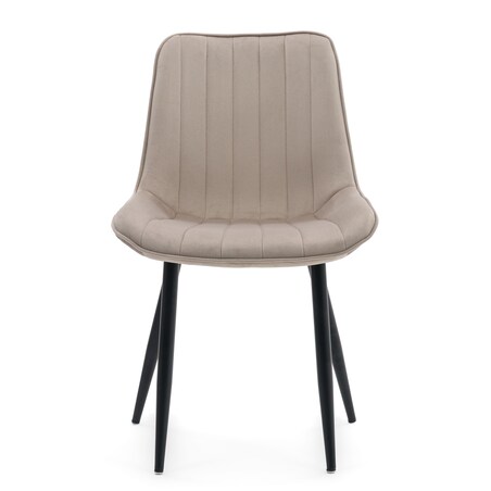 Krzesło beżowe welurowe ELVA na czarnych nogach do salonu jadalni