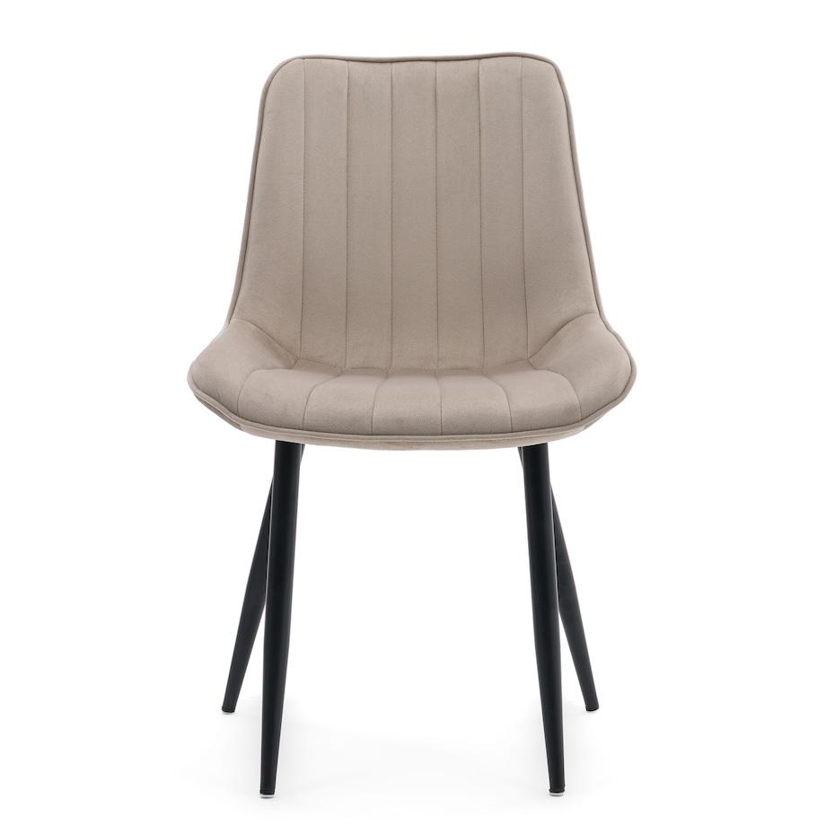 Krzesło beżowe welurowe ELVA na czarnych nogach do salonu jadalni