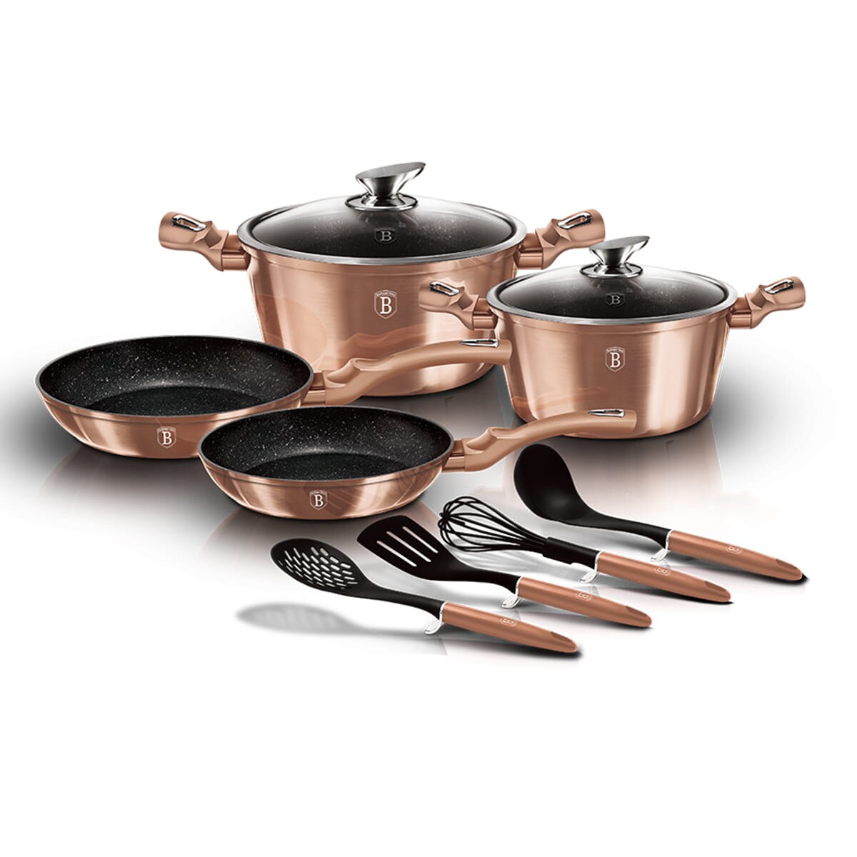 Zestaw 10 elementów garnki, patelnie, akcesoria Metallic Line Rose Gold Berlinger Haus BH-6142