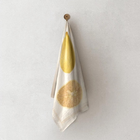 Lniany ręcznik kuchenny - cytryny w ramce